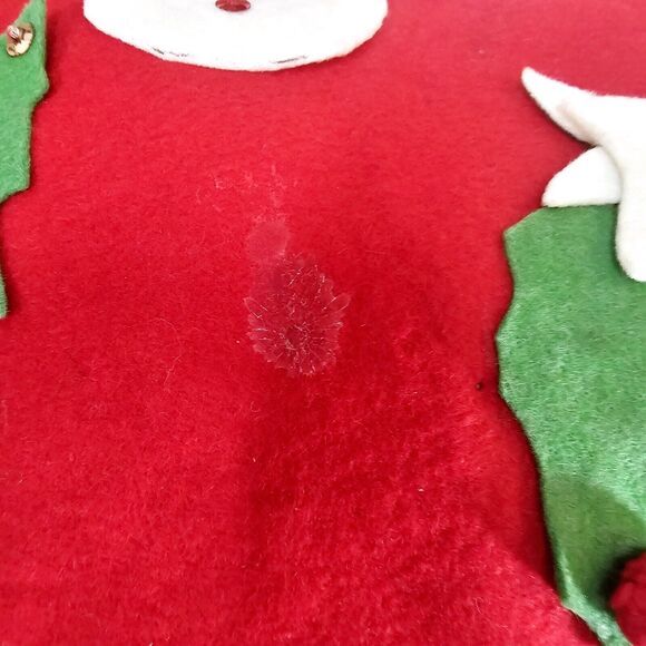 Vintage Large 22" Felt Pompoms Pixie Elf Christmas Stocking Tree Snowman 1960s - Picture 10 of 15